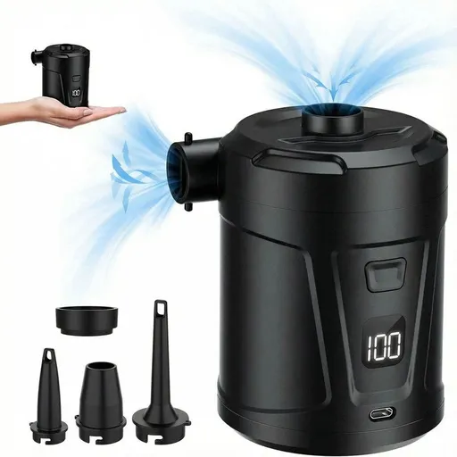 Outdoor Camping Digital Electric Air Pump, 5200mAh Built-in Battery, for Air Mattresses and Swim Rings - Black