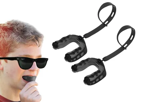 2Pcs Professional Sports Mouthguard Teeth with Strap EVA Sports Mouth Guards -Black