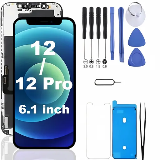 iPhone 12 / iPhone 12 Pro Screen Replacement, 6.1 Inch Incell LCD Touch Screen Digitizer with Complete Repair Tool Kit & Tempered Glass, Compatible with iPhone 12 A2172 A2402 A2403 A2404 / iPhone 12 Pro A2341 A2406 A2407 A2408