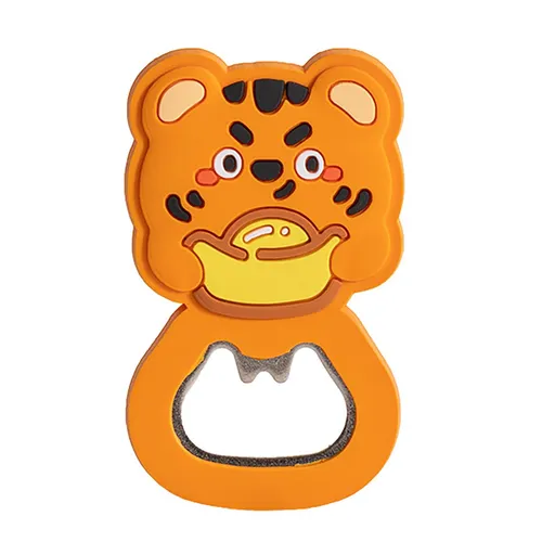 Bottle Opener, Magnetic Cartoon Animal Shape Strong PVC Metal Multifunction Beer Opener for Home Party Office(Tiger)