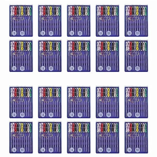20 Boxes Mini Sewing Kit, Quick Fix Sewing Kit Small Travel Sewing Kit Pre Threaded Needle Kit with Pin Button