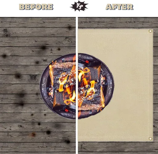 Fire Pit Mat 40" Wood Stove Under Grill Mat for Deck BBQ Fireproof Floor Tent Campsite Insulation Protection