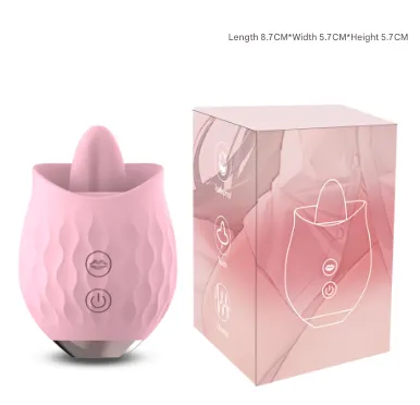 Pink Sensual Rosebud Flickering Tongue Vibrator - 10 Speed Clitoral & G-Spot Stimulator, USB Magnetic Charging