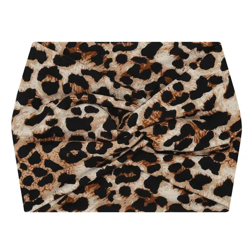 5-PCS Yellow leopard print Women's Extra Wide Turban Headband - Elastic Yoga & Sports Hair Wrap