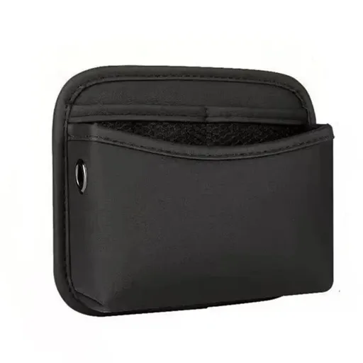 Car Storage Bag, Leather Small Debris Organizer ,Hanging Cell Phone Mobile Paste Type Bag for Stowing Tidy, Universal Accessories（Black）
