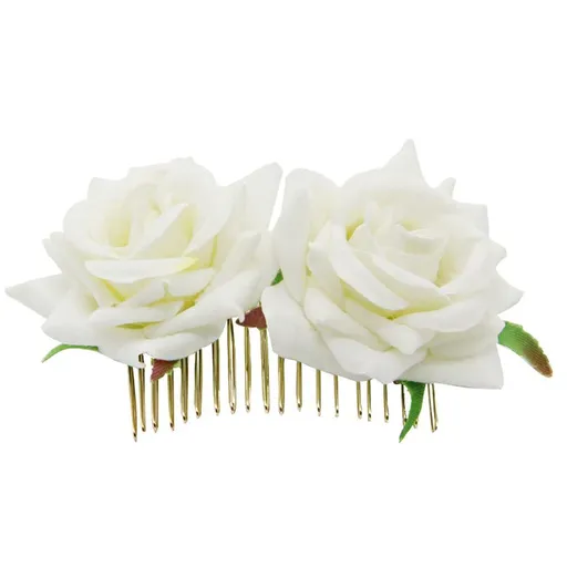 Rose hair side comb women's accessories girl rose clip thick fine hair flower hairpin women，Women Hair Comb Hair Holders