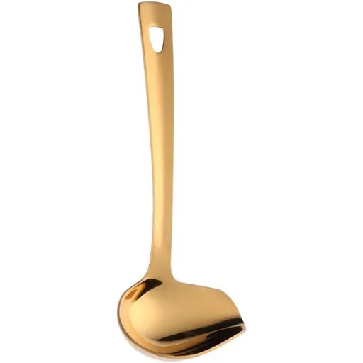 403 Stainless Steel Kitchen Ladle Cooking Utensils with Handle,Heavy Duty Serving Large Soup Spoon,Dishwasher Safe(Gold)