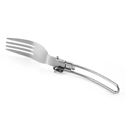 Camp Flatware Sets - Stainless Steel Spoon Fork Knife & Nylon Storage Bag - Foldable + Locking Handle - Ultralight Utensils