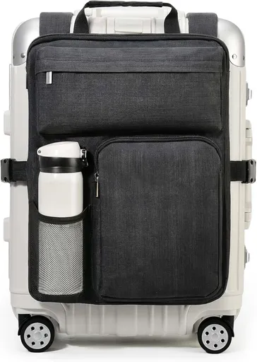 Over Luggage Organizer for Suitcase, Luggage Harness with Cup Holder, Portable Travel Backpack with Adjtable Straps, Hanging Suitcase Organizer for 16" Laptop, Passport