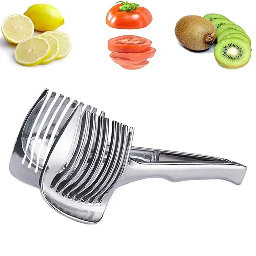Tomato Slicer Lemon Cutter Stainless Steel Kitchen Cutting Aid Holder Tools For Soft Skin Fruits And Vegetables,Home Made Food
