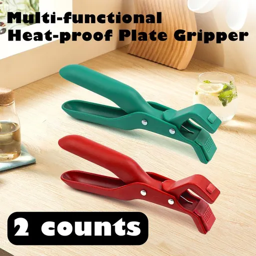 2-Count Non-Slip & Scald Plate Gripper - Heat-Resistant Silicone & Nylon, Kitchen Ergonomic Multi-Functional Lifter