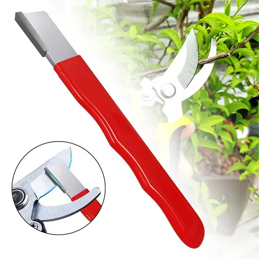 1 Piece Portable Garden Tool Sharpener, Heavy Duty Knife Sharpener Pocket Blade, Sharpening Tool for Keeps Pruners Scissors Knives, Red, 12 x 1.2 cm