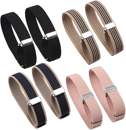 Sleeve Holder - 4 Pairs - Sleeve Holder - Sleeve Holders for Women and Men - Classic - Elastic - Women and Men - Sleeve Holders - Unisex Elastic Bracelets - Adjustable Shirt Sleeve Holders - Anti-Slip Bracelet - Multicolor