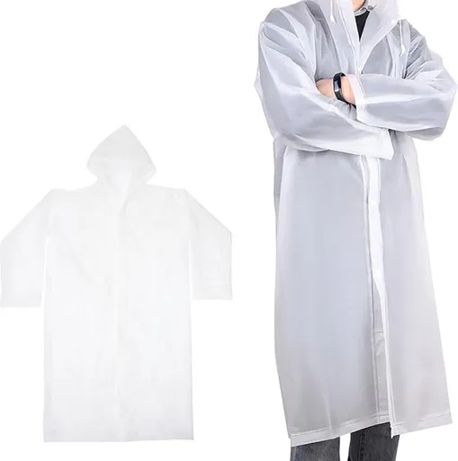Rain Ponchos - Reusable Rain Poncho for Adults (Transparent EVA) - Raincoat - Rain Cape - Mackintosh for Camping - Suitable for Hiking, Festivals, Cycling, Motorcycle - Unisex - Lightweight - Waterproof - 1 piece