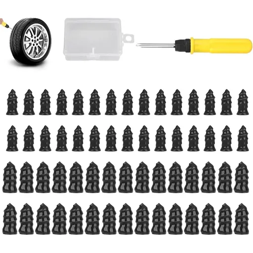 Screw in Tire Plugs - 60PCs Heavy Duty Tire Plug Kit with Vacuum Seal Technology, Complete Rubber Insert Repair Set for Cars, Motorcycles, Trucks and Tractor Tires