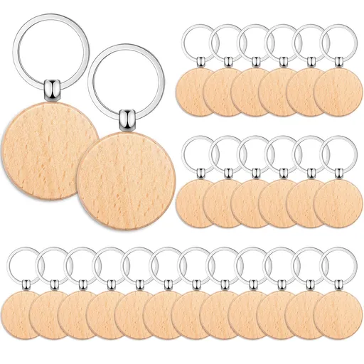20Pcs Natural Wood Slices-Wooden Keychain Blanks Unfinished Wood Rounds for Lase Engraving,Christmas Crafts Wooden Circles