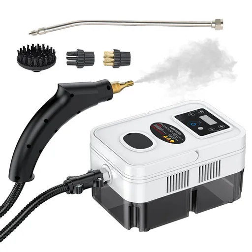 Handheld Multi-surface Steam Cleaner with 4pcs Accessories Touch Screen 6 Levels Adjustable 15s Fast Steam Deep Cleaning with Portable Handle 1200ml/40.5oz Water Tank for Sofa Window Glass Kitchen Stove Range Hood Car