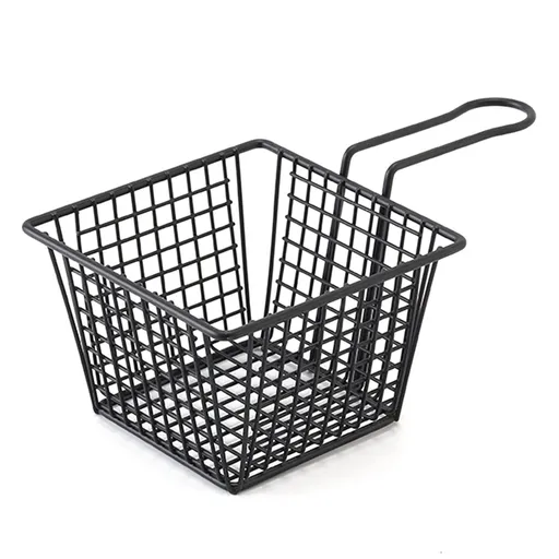 Fryer Basket Iron French Fry Holder Frying Strainer with Handle for Restaurant Home Black
