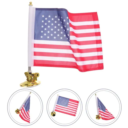 1Set Suction Cup Flagpole Holder for Car Durable Windproof Metal Bracket