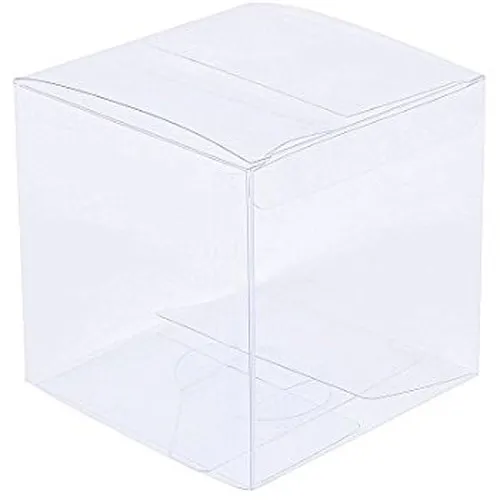 100 Pack of 9cm Sqaured Cube Gift Box - Product Showcase Clear Plastic Shop Display Storage Packaging Box