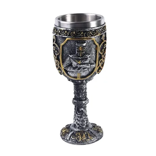 Medieval Viking Knight Chalice Wine Goblet Gothic Metal Cup Drinking Vessel with Wine Drip Ring for King
