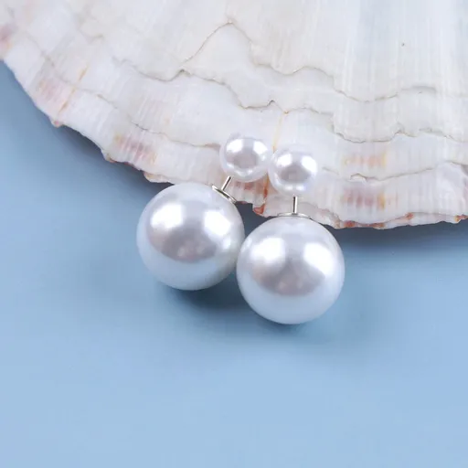 Vintage Pearl Ear Jacket Earrings Large Pearl Earrings Silver Front Back Earrings Double Side Pearl Stud Earrings Jewelry