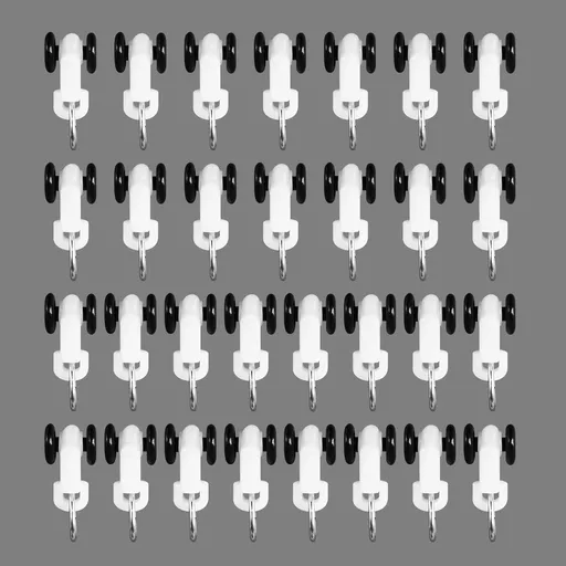Curtain Tracks Ceiling Wall Mounted Heavy-Duty Curtains Rails Room Divider Curtain Track for Living Room Bedroom Room Shower Divider Pulley White, 30pcs