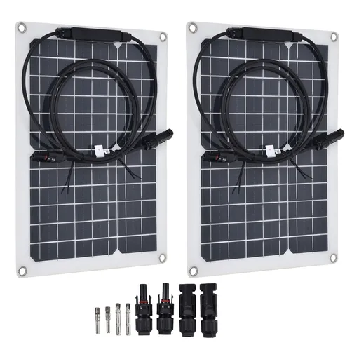 2 Pcs Solar Panels Kit 15W Portable Monocrystalline Solar Panel Charger for Outdoor Boat Caravan RV Charging