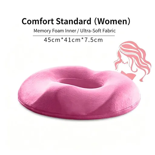 Memory Foam Donut Cushion for Women, Orthopedic Pressure Relief Seat Pillow, Breathable Hemorrhoid Tailbone Pain Pad, Office Chair Car Seat Cushion for Postpartum Pregnancy Long Sitting Pink
