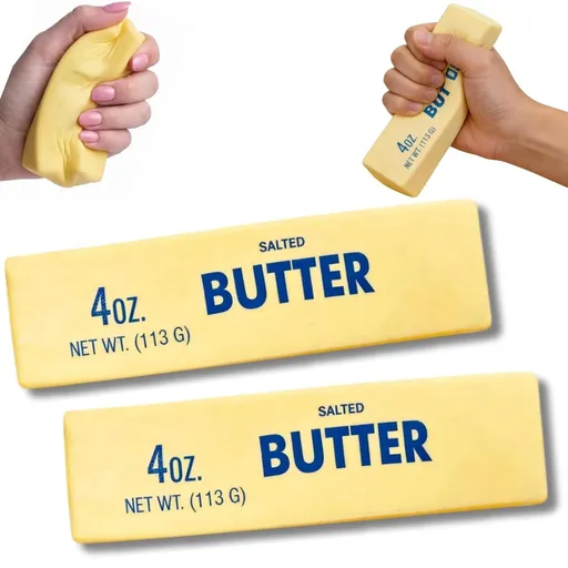 2-Pack Butter Stick Squishy Set, Soft Slow-Rise Squeeze Desk Accessories, Yellow