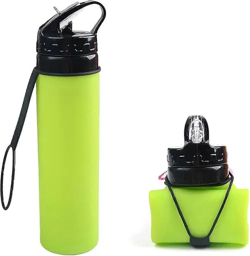 Collapsible Water Bottles Travel Water Bottle Portable Hiking Water Bottle Reusable BPA Free - Green
