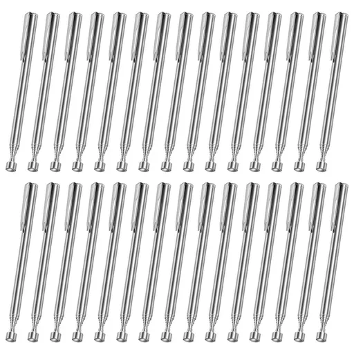 30Pcs Magnetic Pick Up Tools with Telescopic Design Portable to Carry for Man Father Mechanic Handyman Husband (Silver)