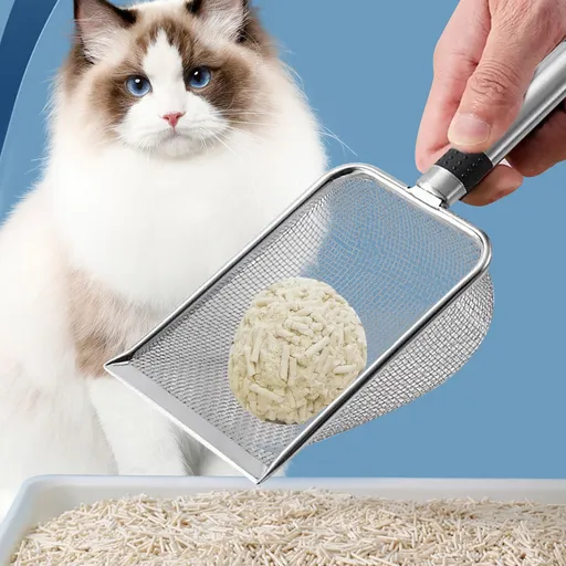 1 Piece Stainless Steel Cat Litter Shovel - Mesh Shovel with Small Holes, Fine Mesh Sand Scoop for Litter Box Cleaning, Feces, 10 cm