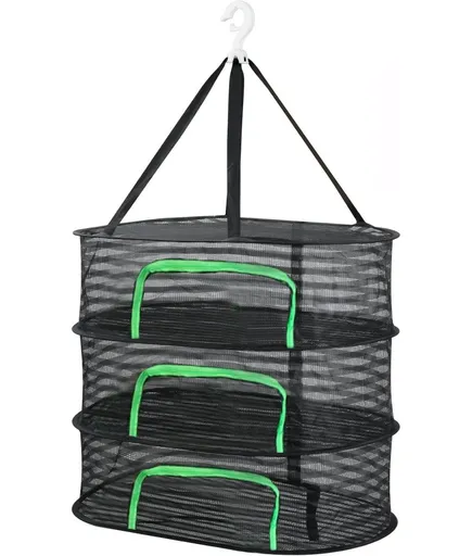 3 Layer Hanging Drying Net with Zipper, Foldable Garden Drying Net for Plants Seeds and Fish, 40x60cm