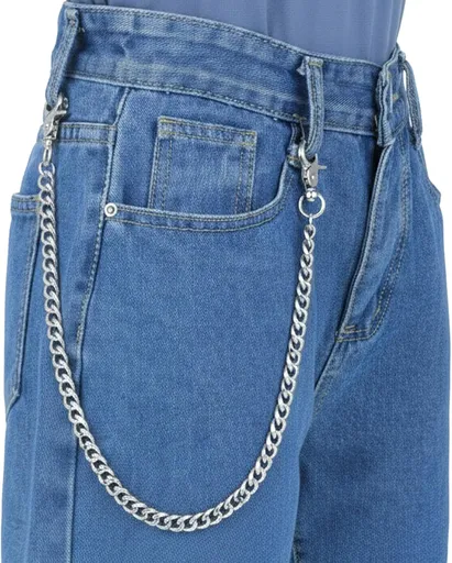 Pants Chain, Silver Durable Pants Chain Belt Wallet Chains for Men & Women Heavy Duty Metal Biker Clothing Jeans Chains Perfect for Jeans, Hip-Hop Punk Style Accessories