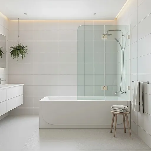 90cm Frameless Glass Bath Screen – Stainless Steel F-Brackets in Black