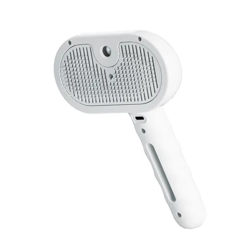Rechargeable Pet Massage Comb with Spray, Anti-Shedding, Detangling, and Cleaning Comb - White