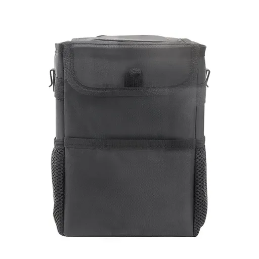 Car Garbage can with lid Leak Proof Vehicle Trash Can 3 Storage Pockets Hanging Waterproof car Trash Bag for SUV Black