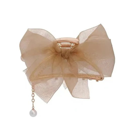 Mesh Tulle Bow Claw Clips,Bow Hair Claw For Girls Cute Party Gifts Korean Shark Clip Hair Crab Clip(A set of 3)