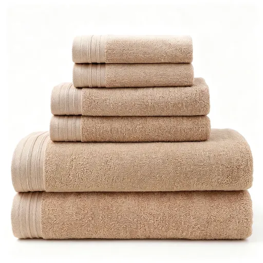 Camel Pure Cotton 6‑Piece Towel Set | Christmas Warm Household Gift | 2Pcs 35x75cm Hand Towel+2Pcs 140x70cm Bath Towel+2Pcs 35x35cm Face Towel, Soft Absorbent Bathroom Kit