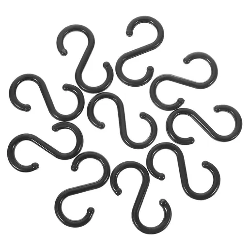 Plastic S-Shaped Hooks Black for Home Storage and Organization
