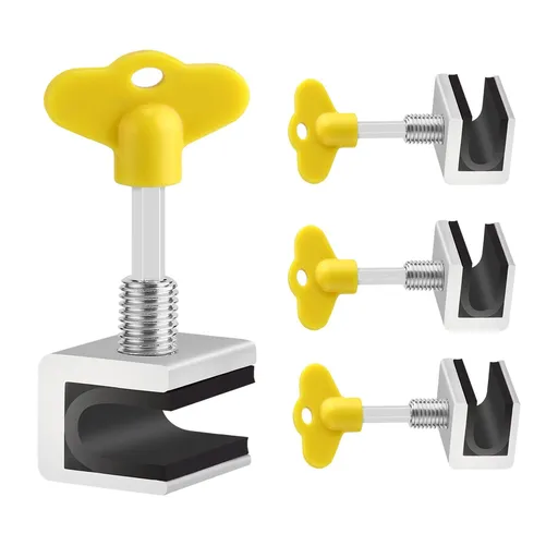 4 Sets Sliding Window Locks, Window Stoppers for Vertical & Horizontal Slide Door, Adjustable Security Locks for Patio YELLOW