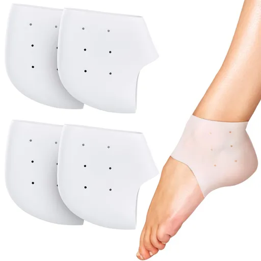 Premium Silicone Heel Protectors, Gel Heel Pads/Silicone Socks for Women & Men, Pain Relief for Cracked Heel(4 Pack))