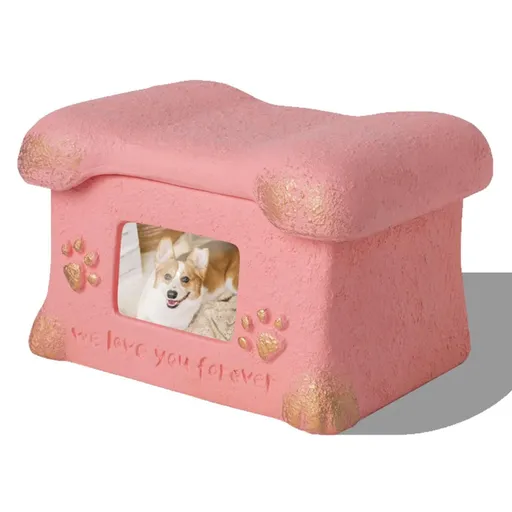 Pet Urn for Dogs and Cats Ashes,Photo Frame Handmade Cremation Urn,Memorial Keepsake for Loss of Pets - Pink - Size 18.5*14cm