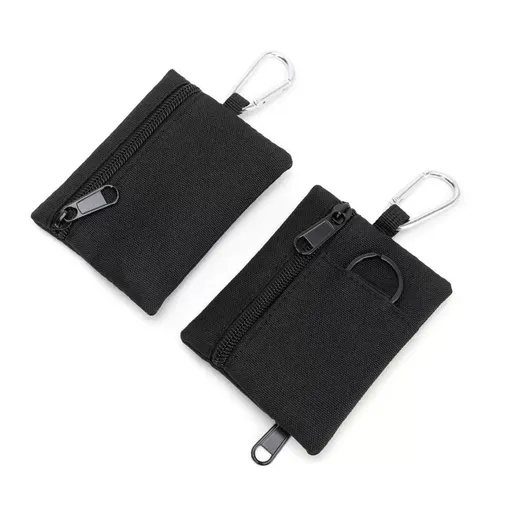 2pcs Mini Size Utility Pouch Bags, Pouch with Carabiner, Pocket Organizer, Mini Pouch Wallet for Biking Camping(Black)