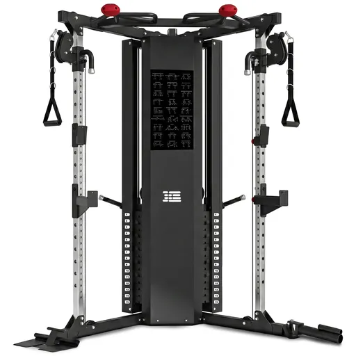 Powertrain Functional Trainer Power Rack Home Gym Cable Crossover Machine with 136kg Dual Weight Stack & Pull Up Bar