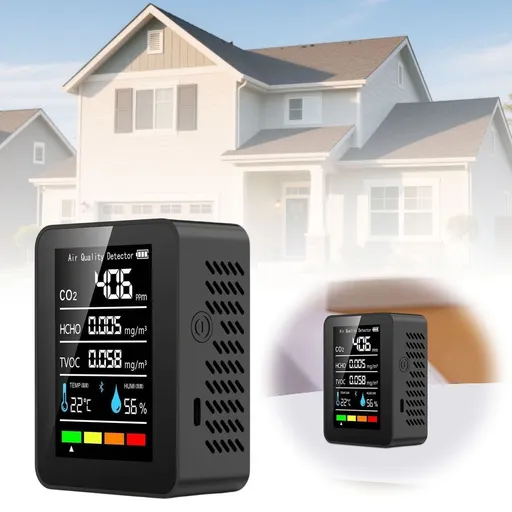 Professional 5-in-1 Air Quality Monitor - Portable CO2, TVOC, HCHO, Temperature & Humidity for Home, Office, Cars, & Pets - Smart Indoor Pollution Tester