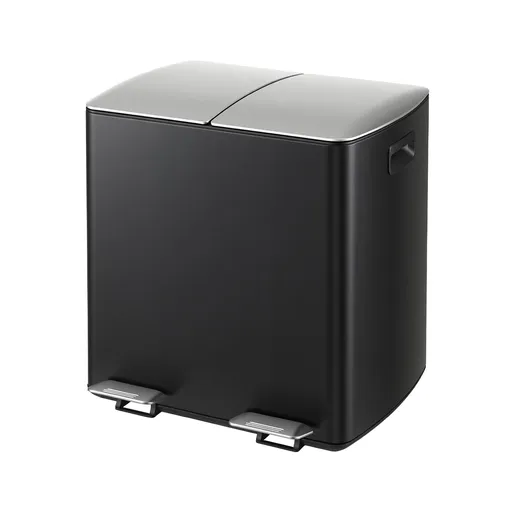 Cefito Pedal Bins Rubbish Bin Dual Compartment Waste Recycle Dustbins 40L Black