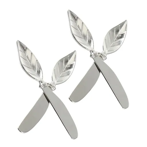 4Pcs Creative Leaf Design Butter Spreaders Plated Silver Alloy for Sandwichs and Cheese