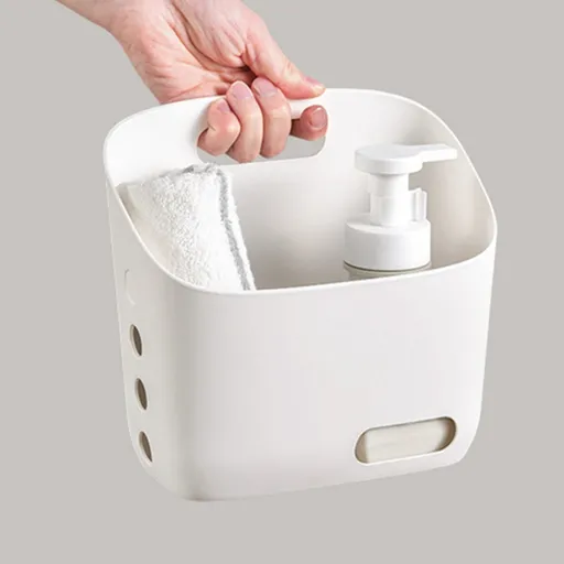 Plastic Hanging Storage Basket, Over Cabinet Door Organizer with Removable Hook, Stackable Wall Mounted Shower Caddy, No, Grey, 16.4 x 7.8 x 23.6 cm